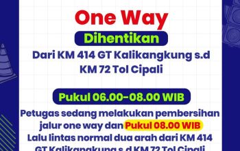 “One Way” Dihentikan, Km 414 Tol Kalikangkung hingga Km 72 Tol Jakarta Cikampek Normal 2 Arah