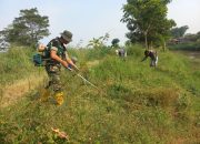 Sektor 5 Citarum Harum Sub 4 Bersihkan Rumput Liar dan Ranting Pohon di Bantaran Sungai Citarum