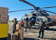 Dua Heli Caracal TNI AU Salurkan Bansos Ke Daerah Terisolir Bencana Aceh
