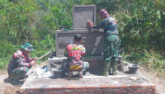 Satgas TMMD Kodim 0624/Kabupaten Bandung Kebut Pembangunan Tugu TMMD di Desa Cipelah