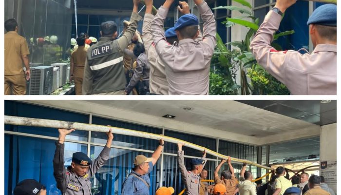 Brimob Metro Jaya Sigap Bantu Pemadaman dan Amankan Lokasi Kebakaran Gedung Kemendagri di Pasar Minggu