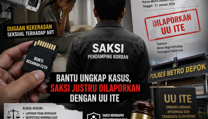 Bantu Ungkap Dugaan Pelecehan ART di Depok, Saksi Justru Dilaporkan dengan UU ITE