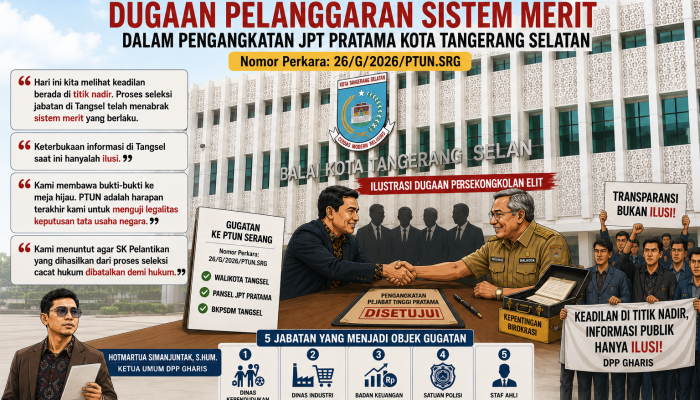 Seleksi JPT Pratama Tangsel Digugat ke PTUN, GHARIS Persoalkan Penerapan Sistem Merit